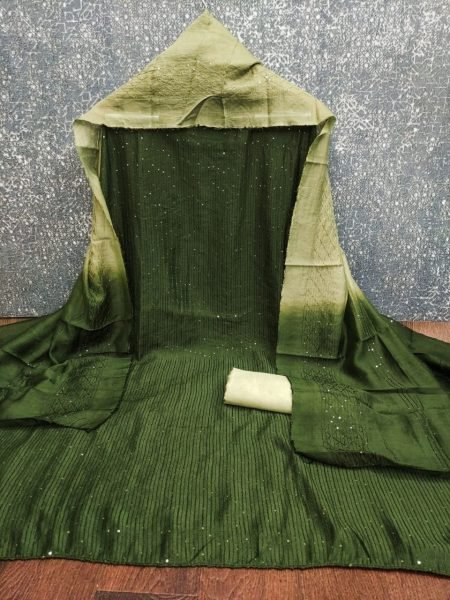 Mehendi Green Chanderi Suit Set with Croset Dupatta Perfect for Mehendi and Day Events  Color Set Matching Dress Material Wholesale