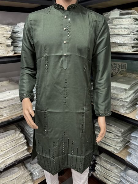 Mehndi Special Embroidered Green Kurta with Festive Flair Kurta Pajama Wholesale