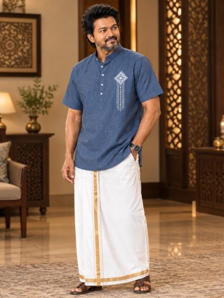 Men   s Grey Jippa Dhoti Set in Magic Cotton at Direct Mill Price 