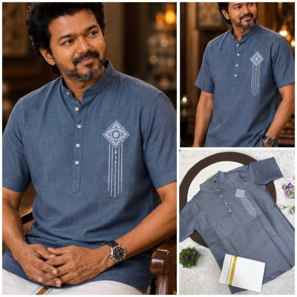 Men   s Grey Jippa Dhoti Set in Magic Cotton at Direct Mill Price Mens Shirt