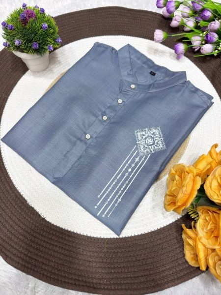 Men   s Grey Jippa Dhoti Set in Magic Cotton at Direct Mill Price Mens Shirt