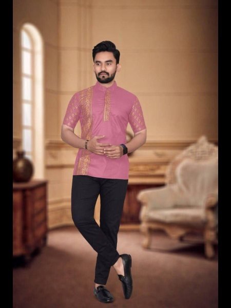 Men s Party Wear Shirt With  Rubi Cotton with Foil Print Mens Shirt