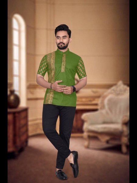 Men s Party Wear Shirt With  Rubi Cotton with Foil Print Mens Shirt