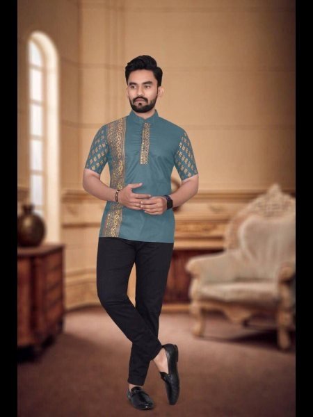 Men s Party Wear Shirt With  Rubi Cotton with Foil Print Mens Shirt