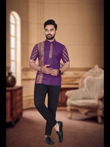 Men s Party Wear Shirt With  Rubi Cotton with Foil Print Mens Shirt