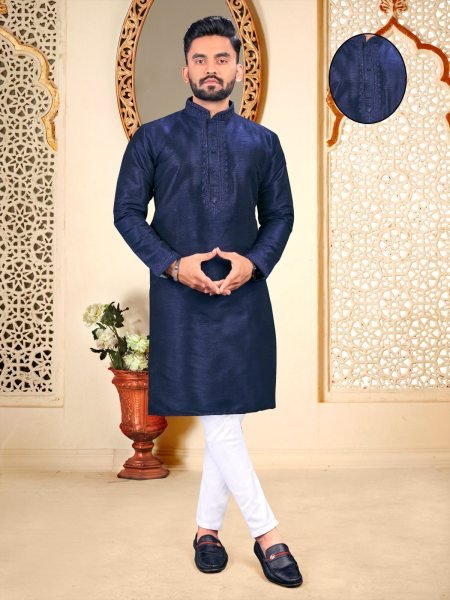Men's Traditional  Embroidery Work Neck Pattern Kurta Pant Kurta Pajama Wholesale