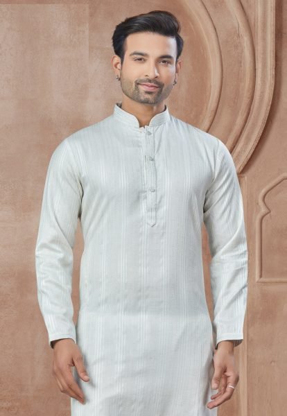 Mens Heavy Off White Cotton Kurta with Raymande Pajama Affordable Designer Set for Online Garment Resellers Kurta Pajama Wholesale