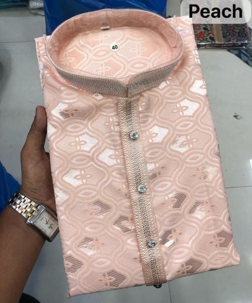Mens Jacquard Kurta Pajama Imported Silk Wedding and Festive Look Kurta Pajama Wholesale