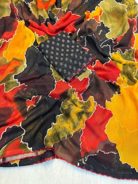 Mesmerizing Black Daily Wear Georgette Saree with Running Blouse at Manufacturer Price Georgette Sarees Wholesale