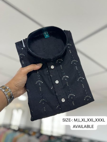 Mesmerizing Black Heavy Royal Kurta Set with Embroidery Sequin Work for Festive Wear Kurta Pajama Wholesale