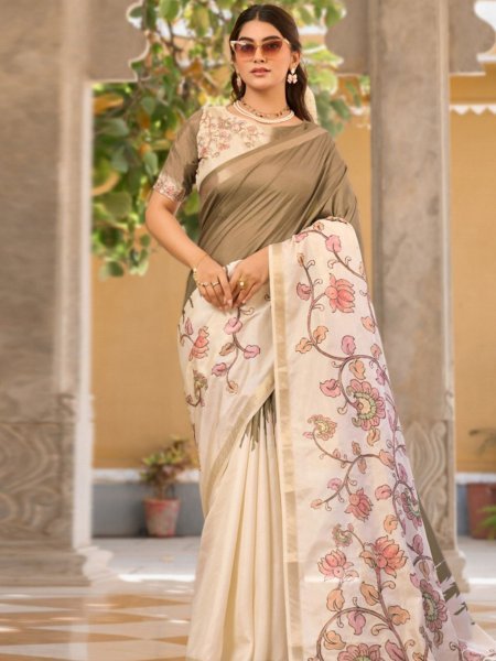 Mesmerizing Brown Stylish Tussar Silk Saree with Rich Pallu Design Sarees 