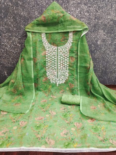 Mesmerizing Green Party Wear Mal Cotton Digital Print Suit with Kodding Work Color Set Matching Dress Material Wholesale