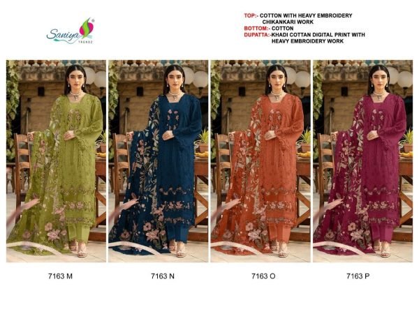 Mesmerizing Mahendi Green Festive Collection Cotton Chikankari Suit Set with Stylish Printed Dupatta Pakistani Suits Wholesale