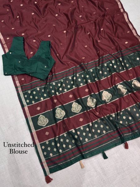 Mesmerizing Maroon Maheshwari Cotton Saree with Contrast Border and Pallu Printed Cotton Sarees Wholesale