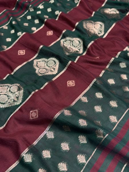 Mesmerizing Maroon Maheshwari Cotton Saree with Contrast Border and Pallu Printed Cotton Sarees Wholesale