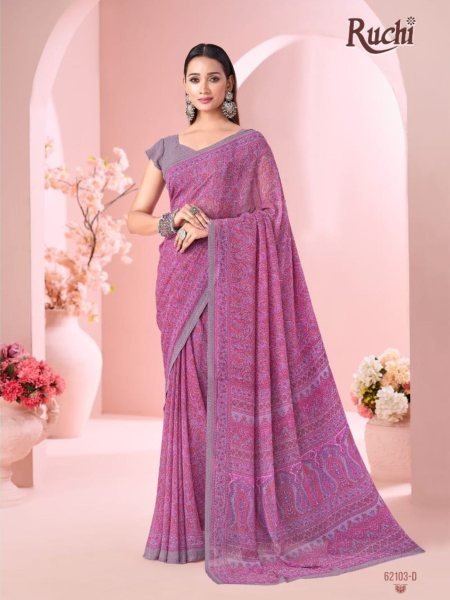 Mesmerizing Purple Boutique Collection Designer Georgette Printed Saree 