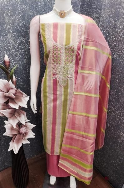 Mesmerizing Pink Elegant Traditional Suit Material for Festive and Wedding Wear Color Set Matching Dress Material Wholesale