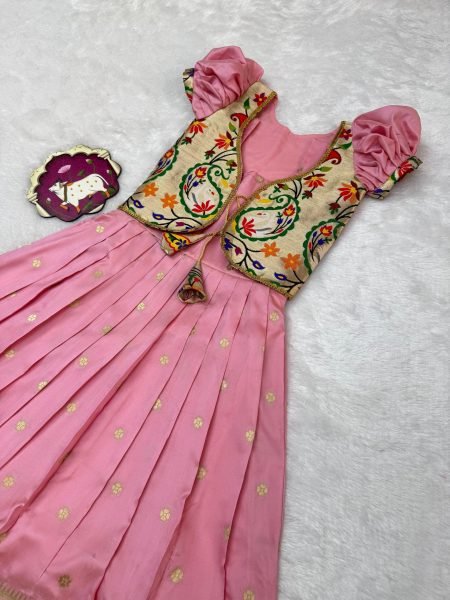 Mesmerizing Pink Girls Traditional Paithani Dress for Wedding and Festive Wear Girls Wear