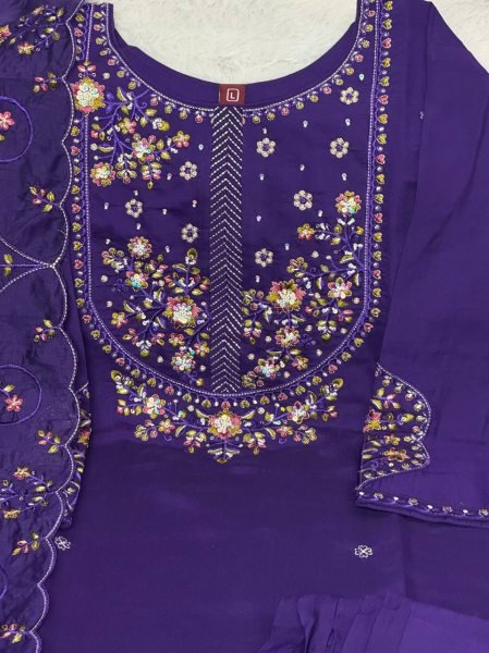 Mesmerizing Purple Designer Anarkali Suit in Pure Mal Chanderi with Handwork For Daily Wear Embroidery Kurtis 