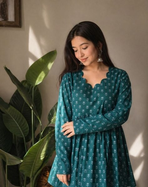 Mesmerizing Rama Heavy Rayon Printed One Piece Dress for Women Tunics kurti