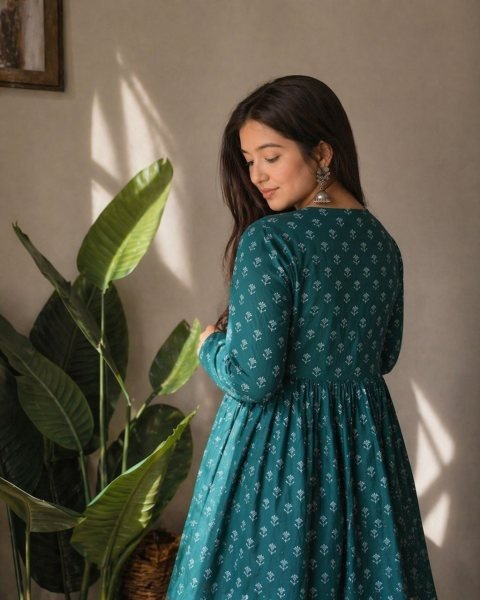 Mesmerizing Rama Heavy Rayon Printed One Piece Dress for Women Tunics kurti