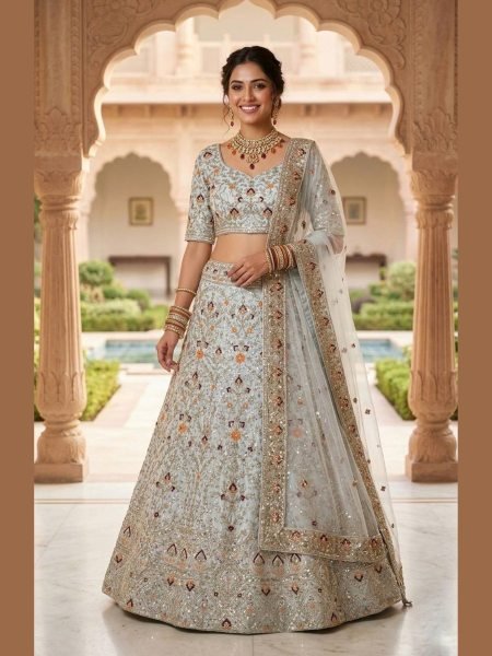 Mesmerizing Semi Stitched Satin Silk Lehenga with Can Can for Wedding Collection  Lehenga