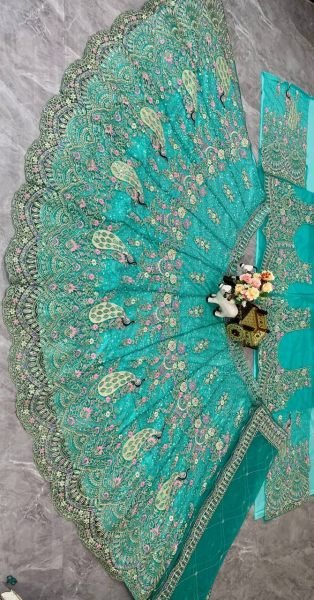 Mesmerizing Sky Blue Butterfly Net Coding Sequins Lehenga at Wholesale Rate Bridal Lehenga Choli