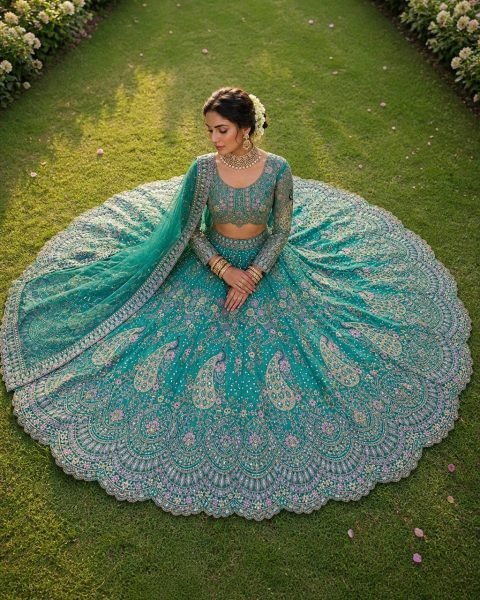 Mesmerizing Sky Blue Butterfly Net Coding Sequins Lehenga at Wholesale Rate Bridal Lehenga Choli
