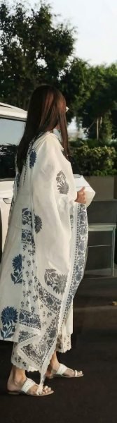 Mesmerizing White Jaipuri Cotton Kurta Pant Dupatta Set with Bracelet Combo Cotton Kurtis Wholesale