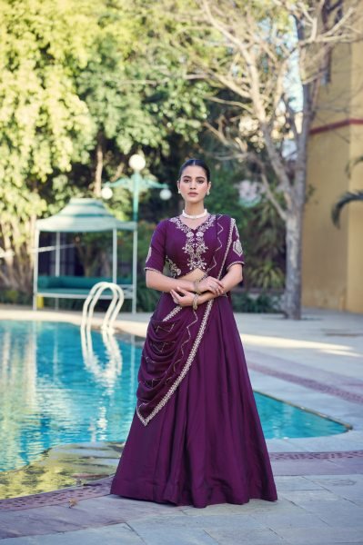 Mesmerizing Wine Bridal Style Rangoli Crush Lehenga Choli with 4 Meter Flared Skirt Designer Lehenga Choli