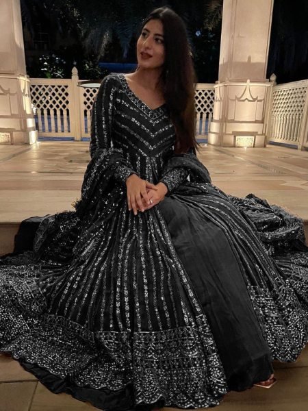 Midnight Black Georgette Lehenga Bold Glam for Evening Looks