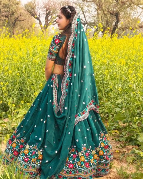 Midnight Bloom Designer Lehenga Heavy Thread & Sequence Work with Dupatta Set Designer Lehenga Choli
