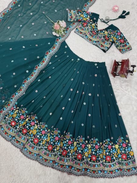 Midnight Bloom Designer Lehenga Heavy Thread & Sequence Work with Dupatta Set Designer Lehenga Choli