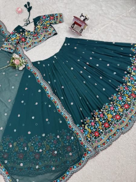 Midnight Bloom Designer Lehenga Heavy Thread & Sequence Work with Dupatta Set Designer Lehenga Choli