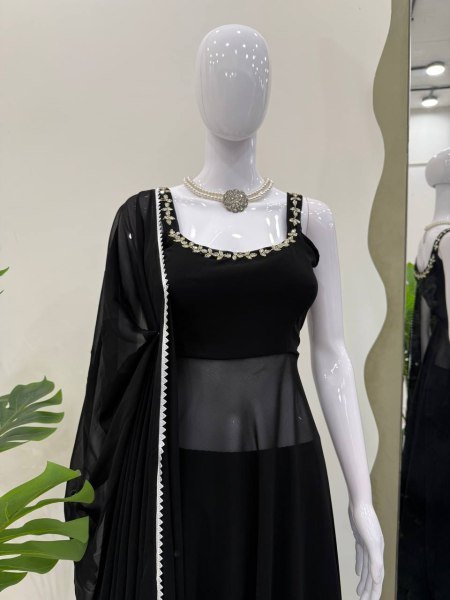 Midnight Mirror Georgette Anarkali Set with Palazzo    Dupatta Ready to Wear Anarkali Kurtis 