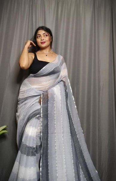Midnight Mist Rainbow Mull Cotton Saree Soft Striped Drape Without Blouse Cotton Sarees Wholesale