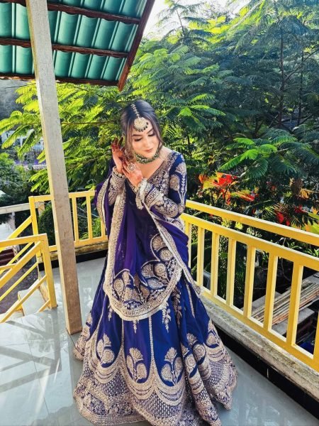 Midnight Royal Purple Georgette Bridal Lehenga Choli with Dupatta Bridal Lehenga Choli