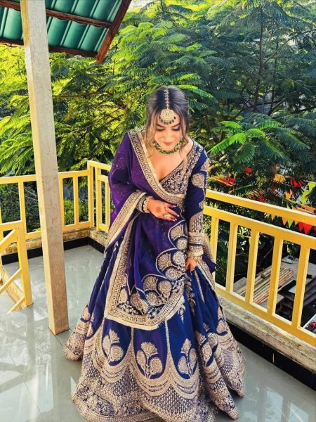 Midnight Royal Purple Georgette Bridal Lehenga Choli with Dupatta Bridal Lehenga Choli