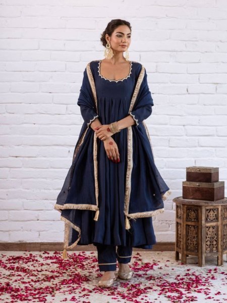 Minimal Ethnic Wear  Anarkali With heavy micro cotton bottom And Dupatta  Ready To Wear Suit