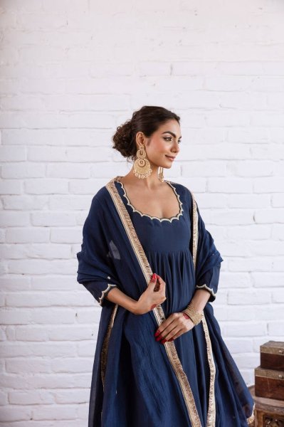 Minimal Ethnic Wear  Anarkali With heavy micro cotton bottom And Dupatta  Ready To Wear Collection
