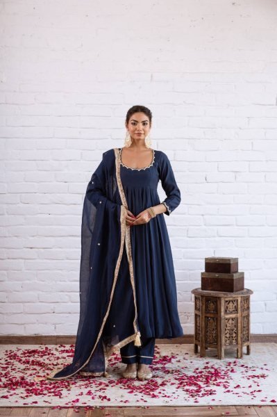 Minimal Ethnic Wear  Anarkali With heavy micro cotton bottom And Dupatta  Ready To Wear Collection