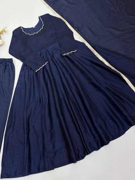 Minimal Ethnic Wear  Anarkali With heavy micro cotton bottom And Dupatta  Ready To Wear Collection