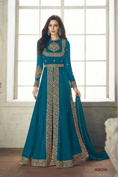 Minimalist Teal Blue Boutique Collection Designer Anarkali Suit at Wholesale Rate Anarakali Gown Wholesale