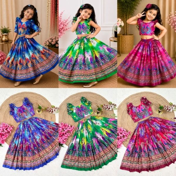 Minimalist Blue Premium Organza Silk Lehenga Choli with Hand Mirror Work Girls Wear