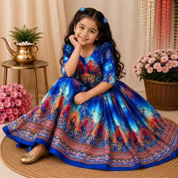 Minimalist Blue Premium Organza Silk Lehenga Choli with Hand Mirror Work Girls Wear