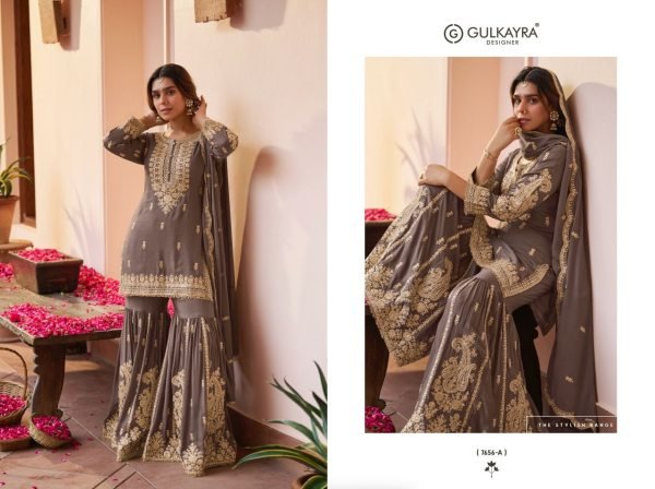 Minimalist Brown Chinon Silk Sharara Suit with Intricate Sequins And Hand Embroidery Designer Plazzo Salwar Suits Wholesale
