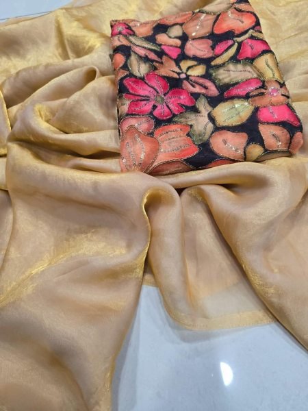 Minimalist Cream Trending Satin Saree with Digital Print for Festive Wear Silk Sarees Wholesale