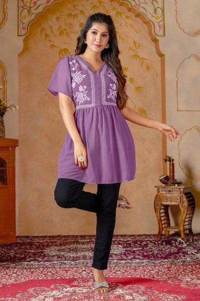 Minimalist Heavy Georgette Embroidered Top with Heavy Crape Inner for Daily Wear Tunics kurti