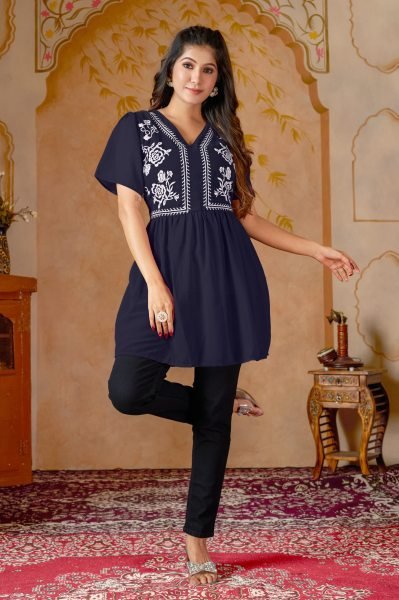 Minimalist Heavy Georgette Embroidered Top with Heavy Crape Inner for Daily Wear Tunics kurti