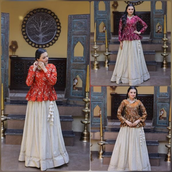 Minimalist Magenta Boutique Style Lehenga with Modern Peplum Look Designer Lehenga Choli